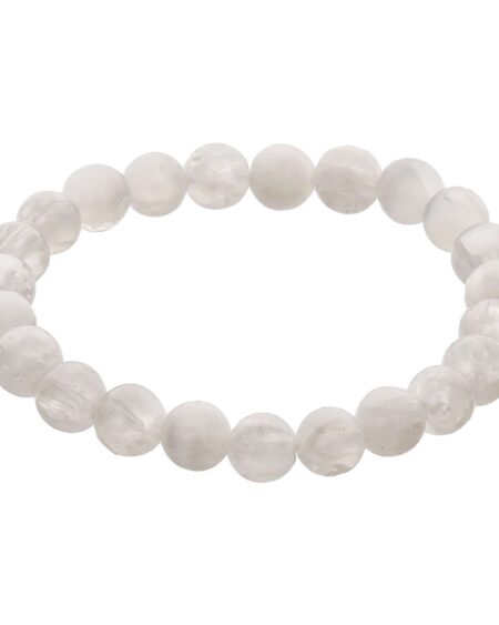 Selenite Crystal Bead Bracelet ? Healing Crystal Bracelet for Women and Men's Gifts ? 8mm Round Beaded Stretchy Healing and Protection Gemstone Bracelet