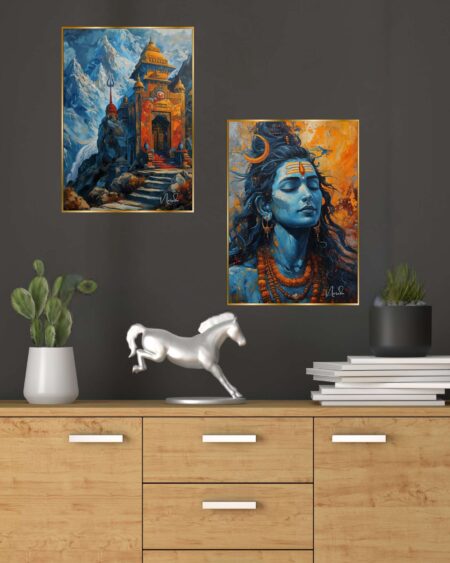 Set of Two Wall Paintings for Wall Dacoration Golden Framed Wall Paintings for Living Room & Bedroom Wall Art for Home Decoration & Office Wall Décor (14x11 inch CH-GD2-7)