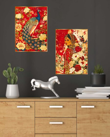 Set of Two Wall Paintings for Wall Dacoration Golden Framed Wall Paintings for Living Room & Bedroom Wall Art for Home Decoration & Office Wall Décor (14x11 inch CH-GD2-3)