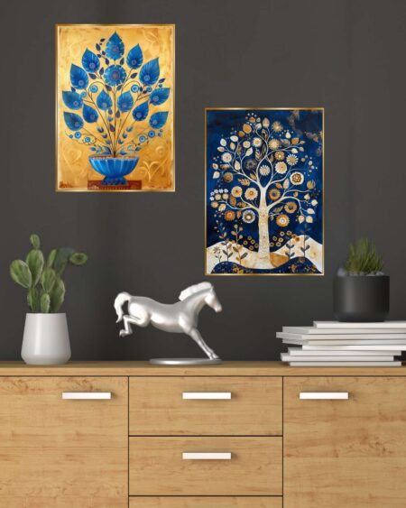 Set of Two Wall Paintings for Wall Dacoration Golden Framed Wall Paintings for Living Room & Bedroom Wall Art for Home Decoration & Office Wall Décor (14x11 inch CH-GD2-10)