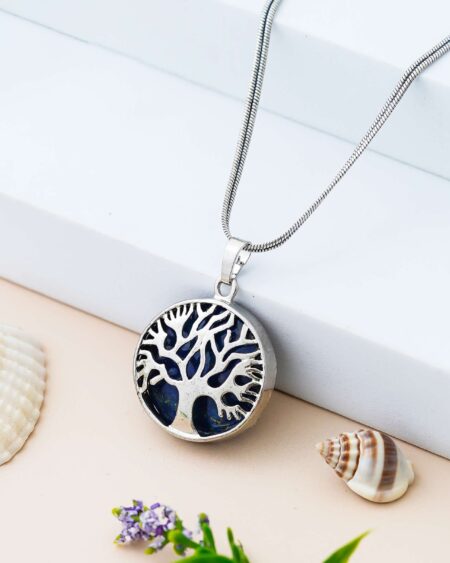 Crystal Tree of Life Pendant Simple White crystal Mineral Jewellery for Men Women Pendulum Necklace Family Tree Necklace Tree of Life Gemstone Blue Lapis