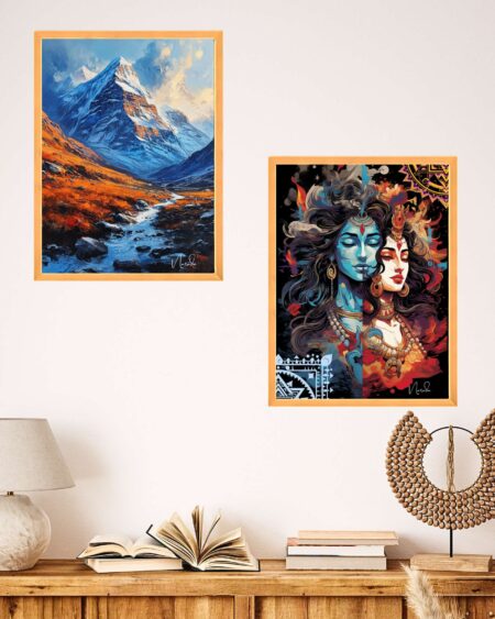 Set of Two Wall Paintings for Wall Dacoration Golden Framed Wall Paintings for Living Room & Bedroom Wall Art for Home Decoration & Office Wall Décor (14x11 inch CH-GD2-21)