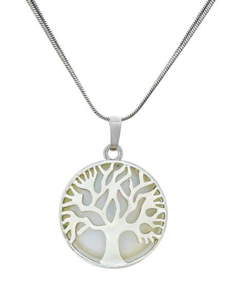 Crystal Tree of Life Pendant Simple White crystal Mineral Jewellery for Men Women Pendulum Necklace Family Tree Necklace Tree of Life Gemstone White crystal
