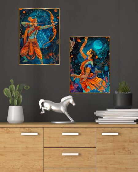 Set of Two Wall Paintings for Wall Dacoration Golden Framed Wall Paintings for Living Room & Bedroom Wall Art for Home Decoration & Office Wall Décor (14x11 inch CH-GD2-4)