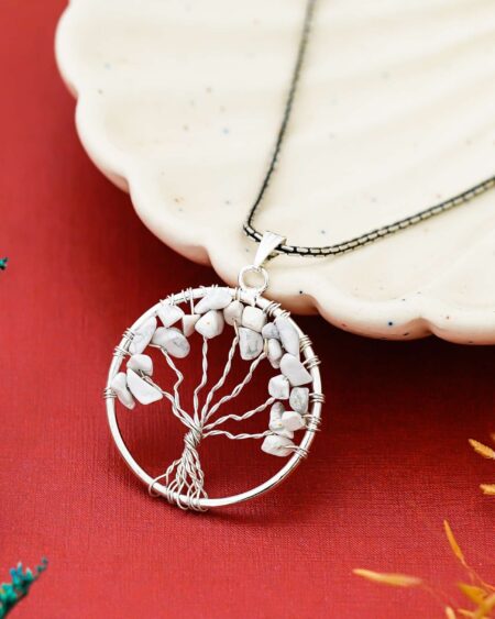 Clear Quartz Pendant Tree of Life Crystal Stone Pendant Locket with Metal Chain for  Healing Crystal Healing Gemstone Size 35-40 mm clear quarts