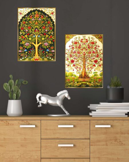 Set of Two Wall Paintings for Wall Dacoration Golden Framed Wall Paintings for Living Room & Bedroom Wall Art for Home Decoration & Office Wall Décor (14x11 inch CH-GD2-17)