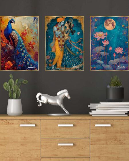 Set of Three Wall Paintings for Wall Dacoration Golden Framed Wall Paintings for Living Room & Bedroom Wall Art for Home Decoration & Office Wall Décor (18x12 inch CH-GD3-12)