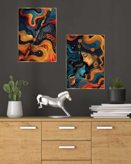 Set of Two Wall Paintings for Wall Dacoration Golden Framed Wall Paintings for Living Room & Bedroom Wall Art for Home Decoration & Office Wall Décor (14x11 inch CH-GD2-6)