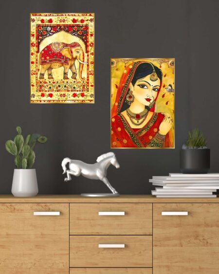 Set of Two Wall Paintings for Wall Dacoration Golden Framed Wall Paintings for Living Room & Bedroom Wall Art for Home Decoration & Office Wall Décor (14x11 inch CH-GD2-11)