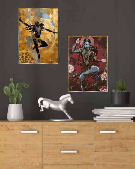 Set of Two Wall Paintings for Wall Dacoration Golden Framed Wall Paintings for Living Room & Bedroom Wall Art for Home Decoration & Office Wall Décor (14x11 inch CH-GD2-1)