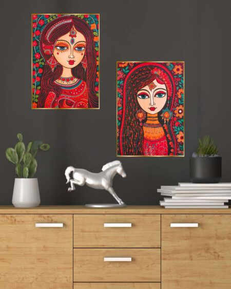 Set of Two Wall Paintings for Wall Dacoration Golden Framed Wall Paintings for Living Room & Bedroom Wall Art for Home Decoration & Office Wall Décor (14x11 inch CH-GD2-12)