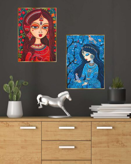 Set of Two Wall Paintings for Wall Dacoration Golden Framed Wall Paintings for Living Room & Bedroom Wall Art for Home Decoration & Office Wall Décor (14x11 inch CH-GD2-2)