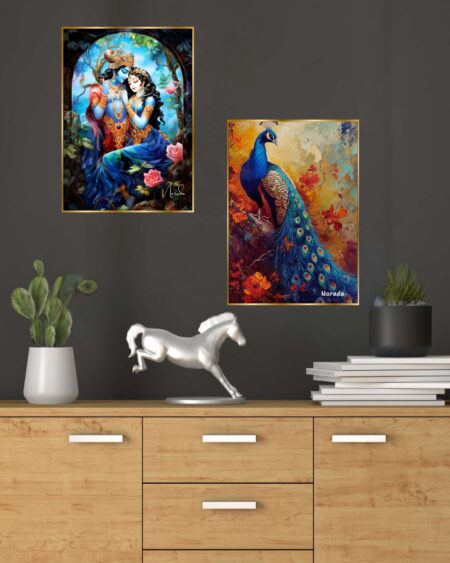 Set of Two Wall Paintings for Wall Dacoration Golden Framed Wall Paintings for Living Room & Bedroom Wall Art for Home Decoration & Office Wall Décor (14x11 inch CH-GD2-5)