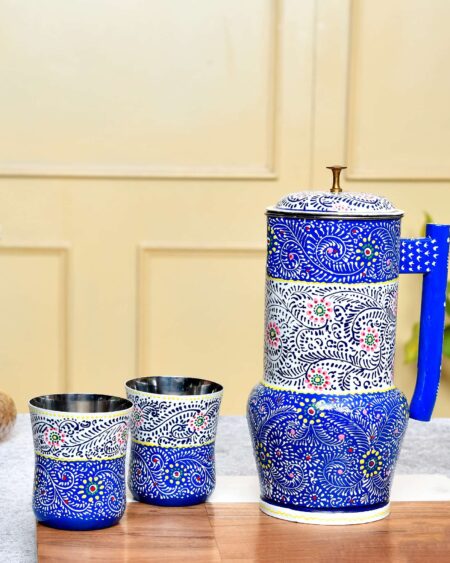 ALUMINIUM JUG WITH GLASS